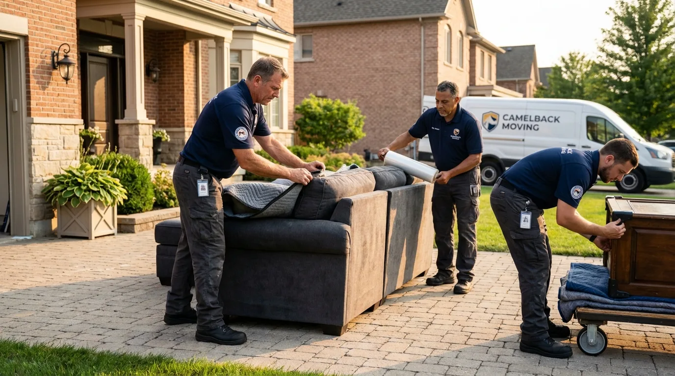 Large estate moving crew wrapping furniture in Lockport, IL